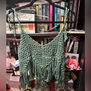 Green crochet Anthropologie top